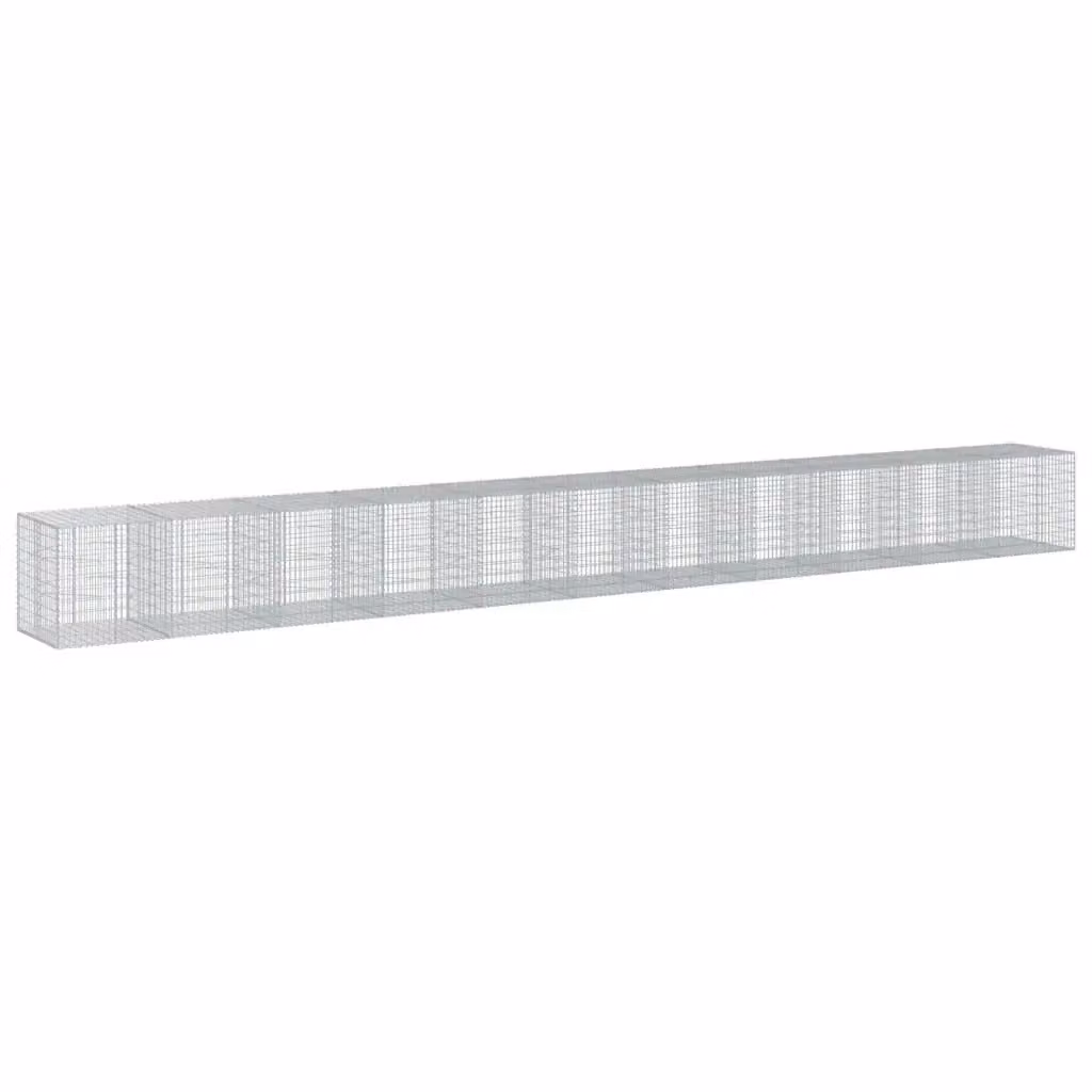 vidaXL Cesto Gabbione con Copertura in Ferro Zincato Argento L: 1100 cm, P: 100 cm, H: 100 cm – 2