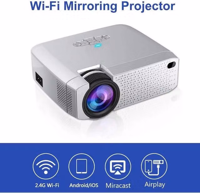 Proiettore LED Wifi Andowl con 5600 Lumen e connessioni USB, HDMI, VGA, SD per proiezione da 36 a 150 pollici Q-a16b
