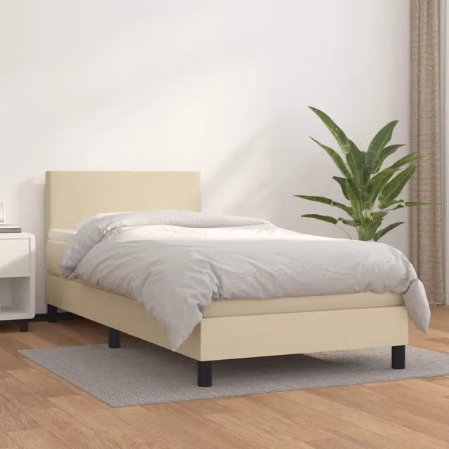 Giroletto a Molle con Materasso-Struttura Letto Crema 100x200 cm in Similpelle 717603