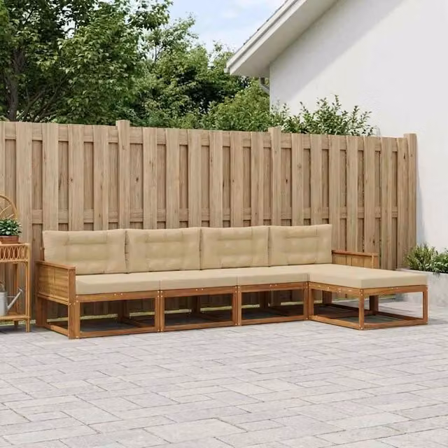 Set di divani da esterno 5 pz Naturale e Beige 3382491