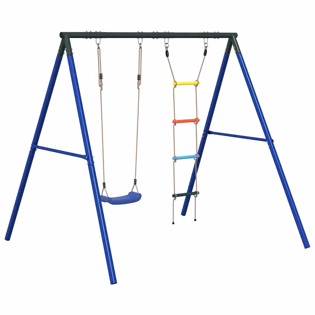 Set Gioco da Esterno con Altalena e Scala vidaXL Multicolore Blu L/P/H: 206 x 185 x 185 cm – 2