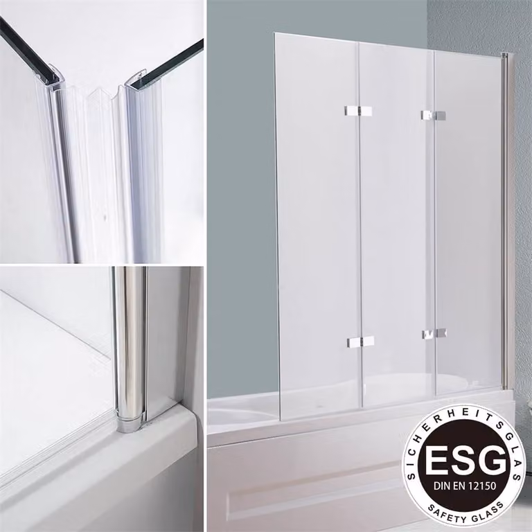 Box doccia in vetro 140x130 cm Effetto NANO Parete pieghevole per vasca da bagno Girevole Accessorio