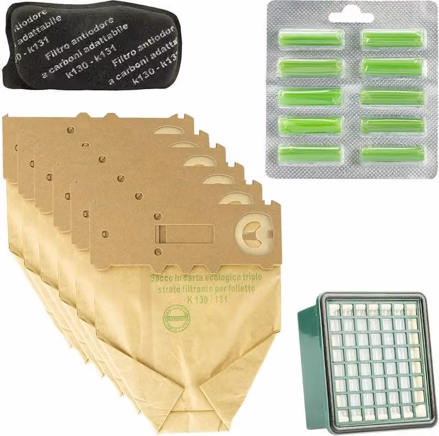 Kit Ricambi Avilia VK130 VK131 Multicolore con Sacchetti, Filtri, Profumatori e Filtri Odori