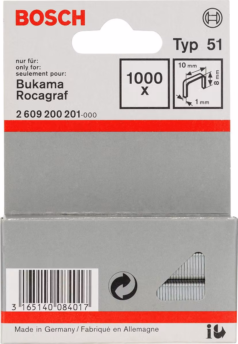 Bosch 1000 punti metallici tacker 8/10 mm tipo 51