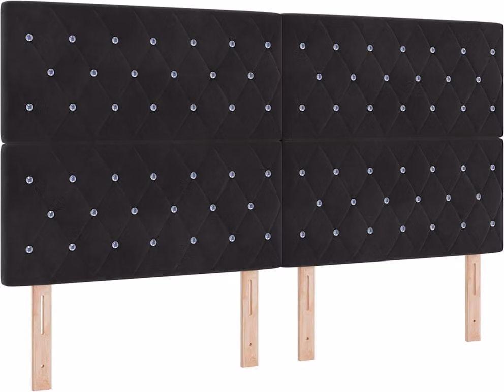 Testiera LED con strisce luminose LED Nero 180 cm Velluto