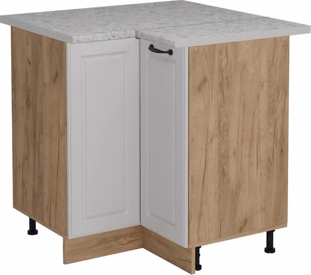 Mobile ad angolo cucina R-Line Bianco rustico/Rovere dorato 75.6 cm PL Marmo Vicco