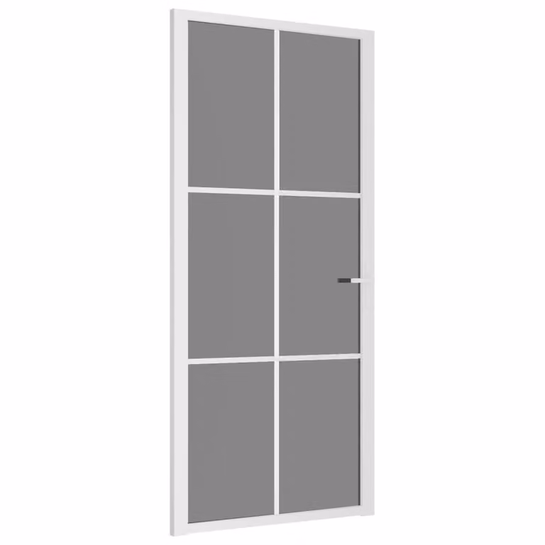 Porta interna 93x201,5 cm Vetro ESG bianco e alluminio