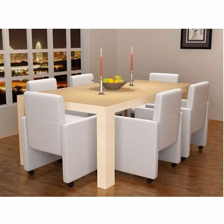 Set di 6 sedie da pranzo vidaXL in similpelle bianca con design moderno per cucina e sala da pranzo