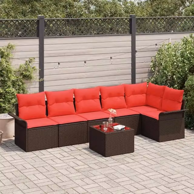 Set Divano da Giardino 7 pz Marrone polyrattan 3354063