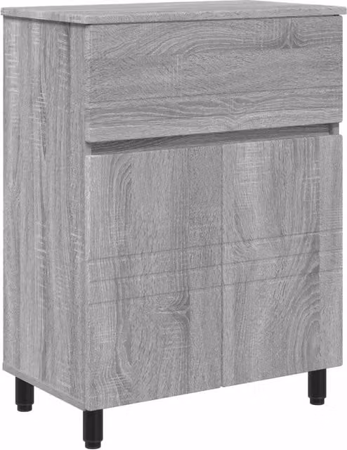 Armadio da bagno Sonoma grigio con ante a battente, design minimalista, L 60 cm x P 35 cm x H 80 cm