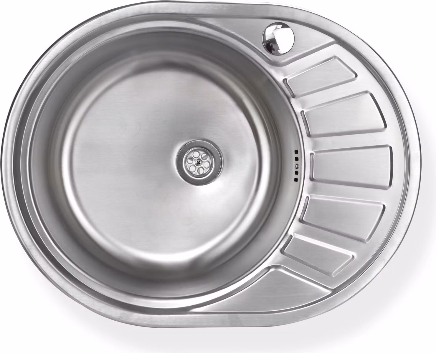 Lavello in acciaio inox "Calypso SL" - Lavello da incasso rotondo con sgocciolatoio sul lato destro