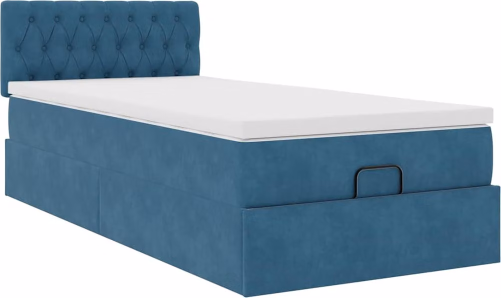 Struttura Letto Pouf con Materasso 100x200 cm Velluto