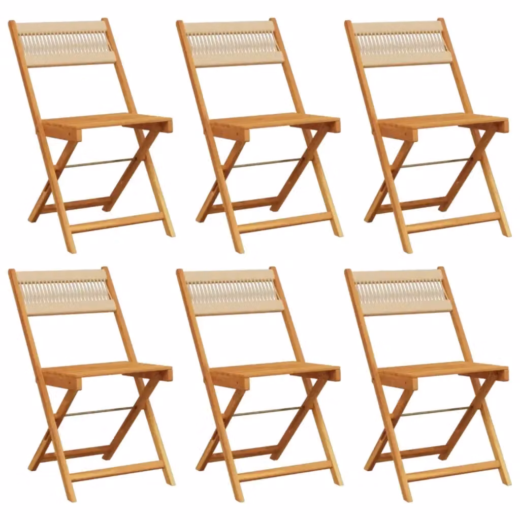 Set di 6 sedie pieghevoli vidaXL in legno di acacia oliato beige con braccioli per giardino e terrazzo – 2