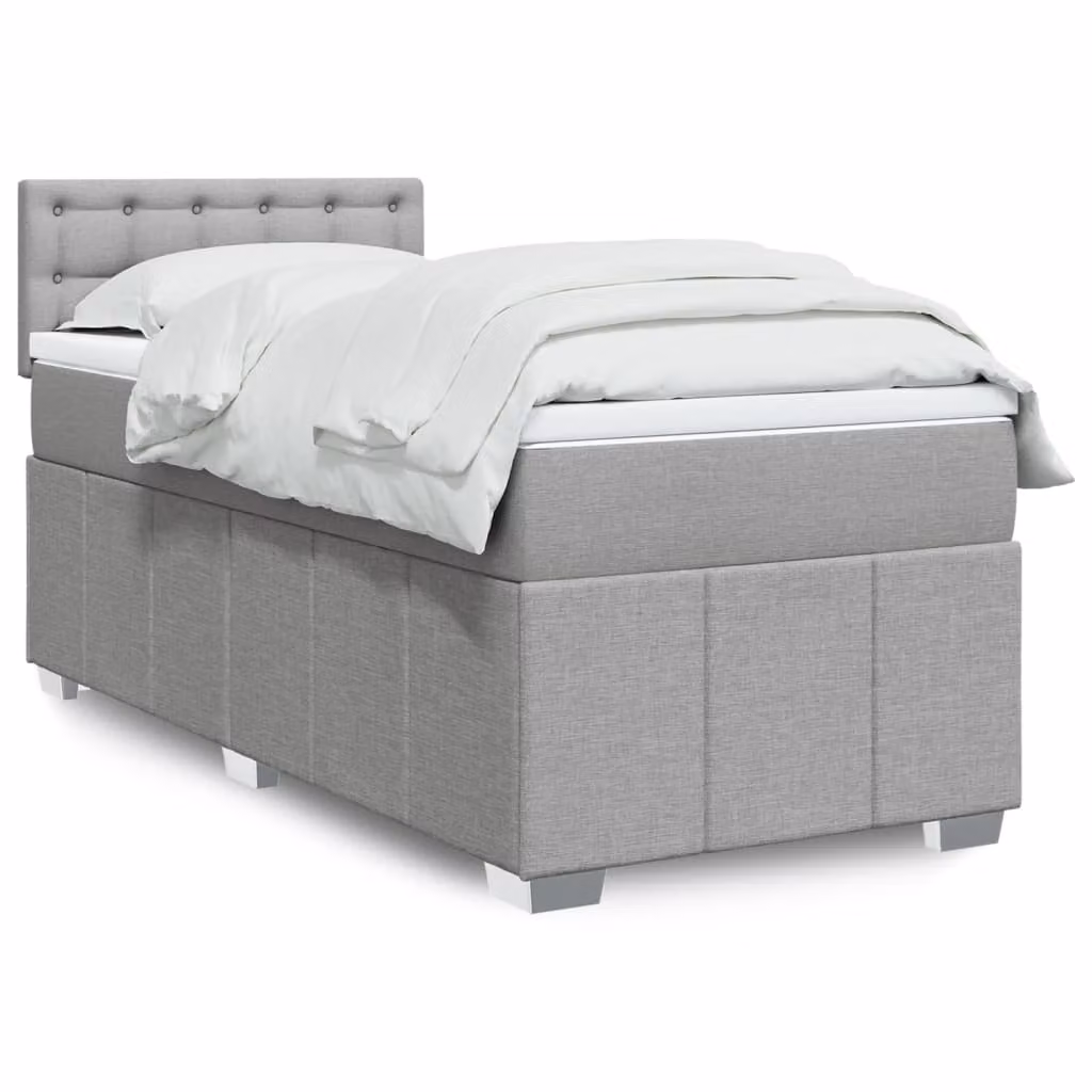 vidaXL Letto Ibrido con Materasso a Molle Insacchettate Grigio Chiaro e Bianco L/P: 100 x 200 cm