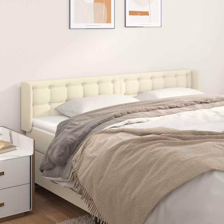 Testiera per letto imbottita vidaXL in similpelle beige L: 163 cm, P: 16 cm, H: 78-88 cm