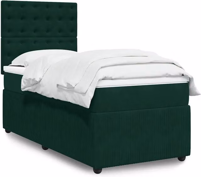 Letto a molle con materasso ibrido vidaXL in velluto verde scuro e bianco L/P/H: 200 x 80 x 150,5 cm