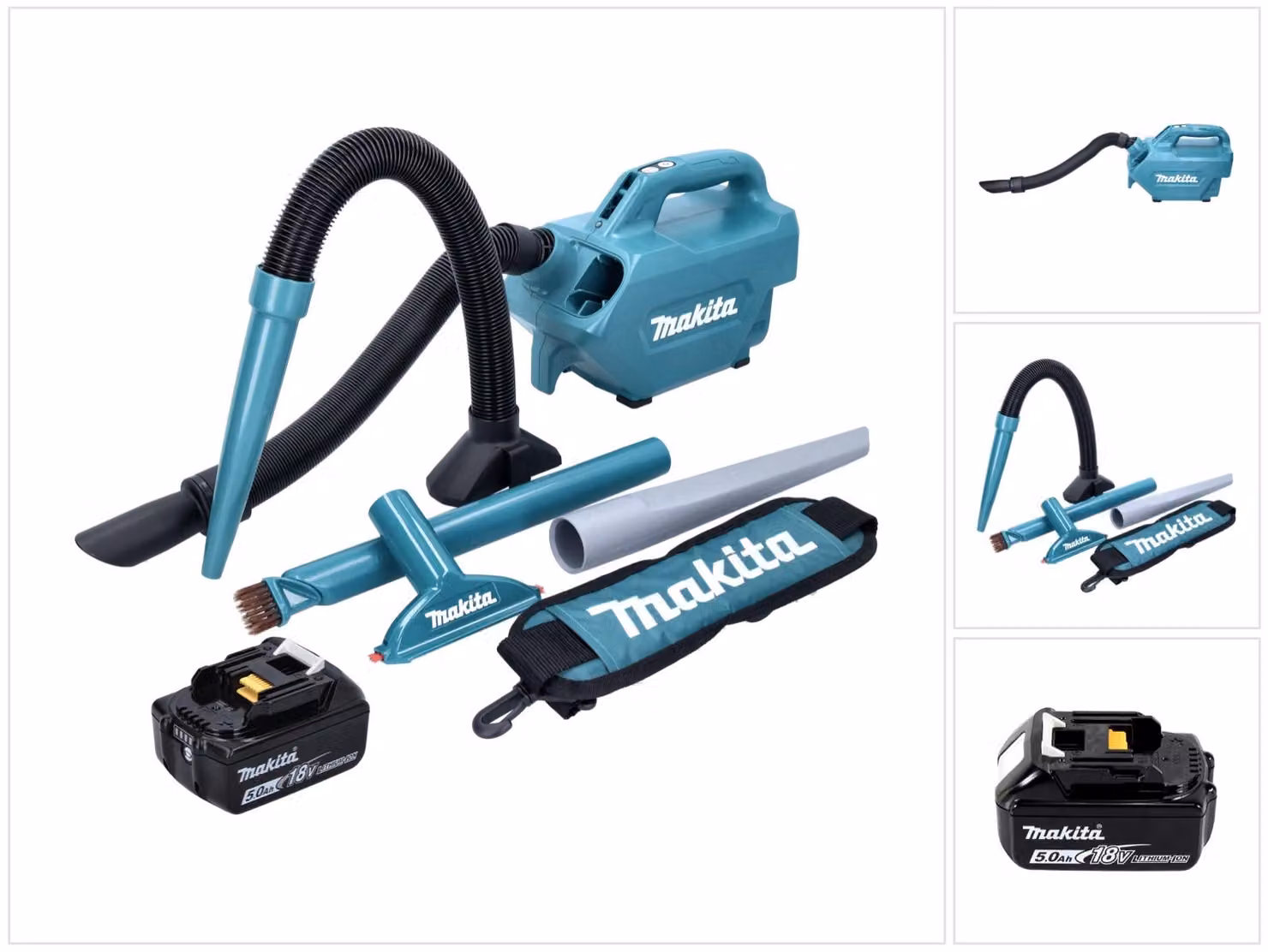 Makita DCL 184 T1 Aspiratore a batteria 18 V - 54 mbar - 0,5 l + 1x batteria 5,0 Ah - senza caricabatterie