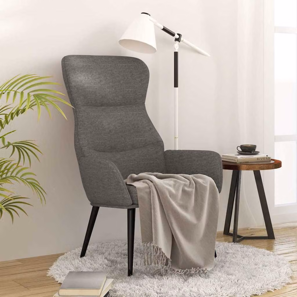 vidaXL Sedia Relax Grigio Chiaro in Tessuto con Struttura in Metallo e Braccioli