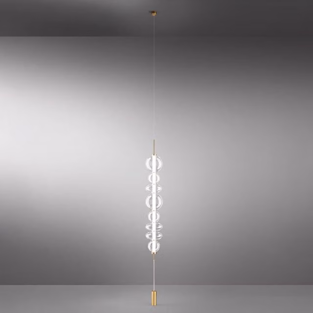 Piantana Moderna Bubbles Metallo Oro Spazzolato Vetri Trasparenti Led 37W 3000K