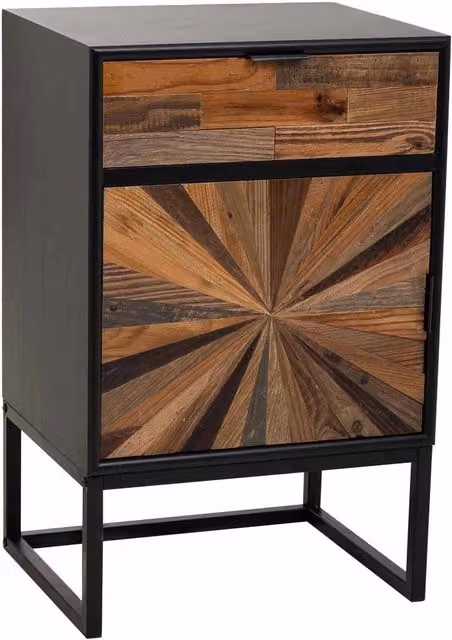 Comodino Wanderlust Deco in legno e metallo marrone con 1 cassetto e 1 vano, L: 44 cm, P: 36 cm, H: 67 cm