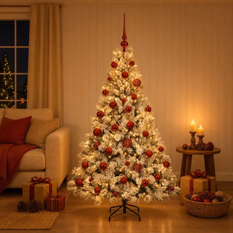 Albero di Natale artificiale verde con palline bianche e 150 LED luce bianca calda vidaXL, Altezza: 120 cm