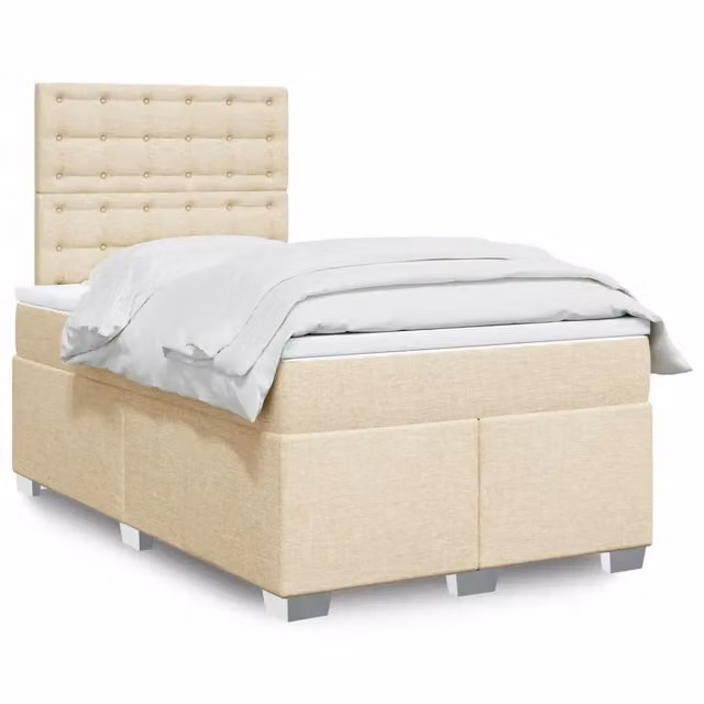 Giroletto a Molle con Materasso Crema 120x190 cm in Tessuto 3292746