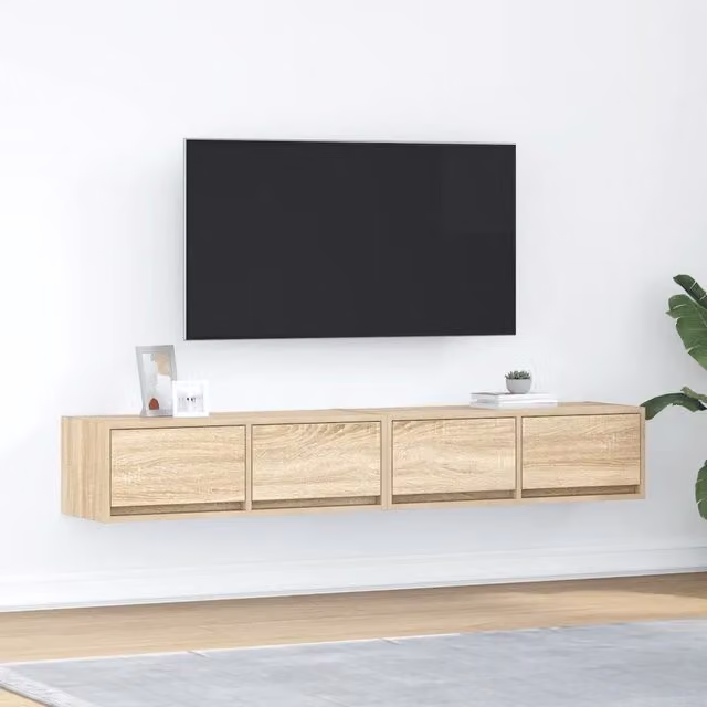 Mobili TV 2 pz-Set di 2 Credenza per TV Rovere Sonoma 80x31x25,5 cm in Legno Multistrato 492294