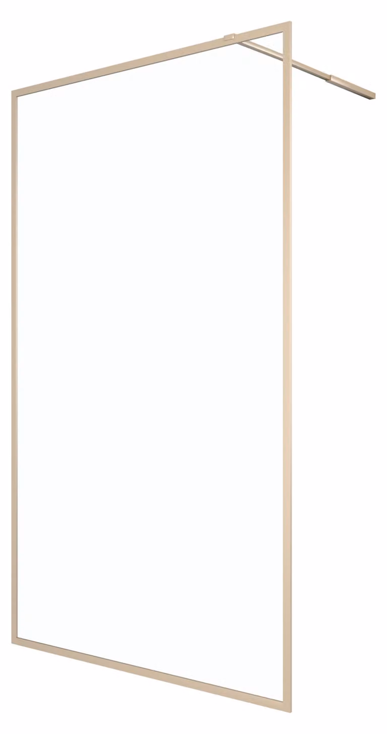 Schermo doccia oro Marwell Walk In Shower Golden Frame 200x120cm - Schermo doccia con vetro temperato da 6 mm - con braccio di supporto estraibile - telaio in alluminio di alta qualità