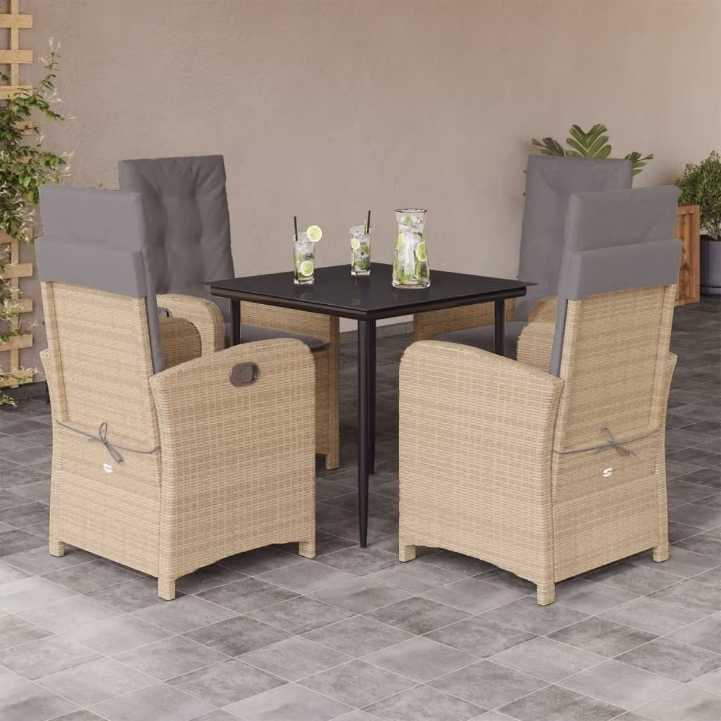 Maison Exclusive - Set da pranzo da giardino 5 pezzi con cuscini, miscela di polyrattan beige