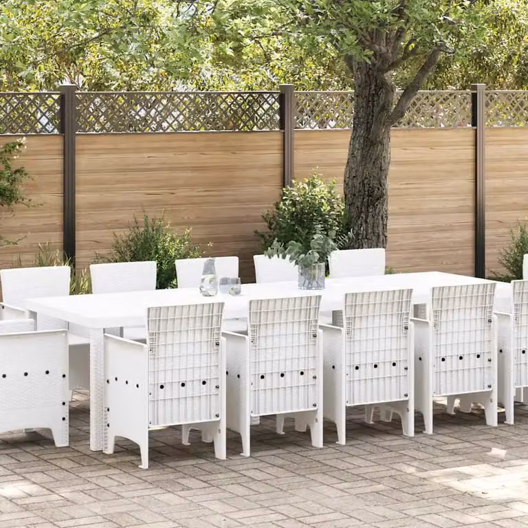 Set da pranzo per giardino e terrazza vidaXL in polyrattan bianco, 13 pezzi