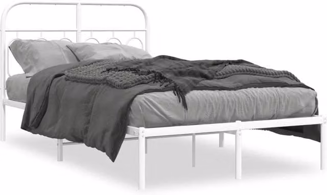 Letto matrimoniale per adulti con testiera in metallo bianco L/P/H: 120 x 200 x 100 cm – 1