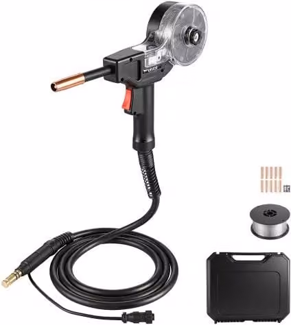 Torcia MIG VEVOR per Saldatura 130A con Cavo da 3 m, Pistola Compatibile con Lincoln Magnum 100SG, Colore Nero, Include 11 Punte di Contatto di Ricambio e Valigetta Attrezzi