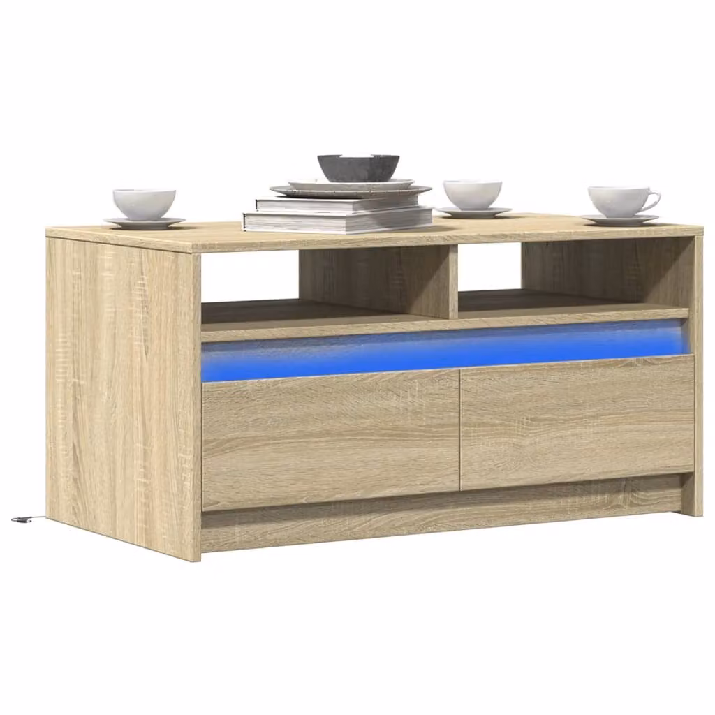 vidaXL Tavolino da Salotto Moderno in Rovere e MDF, Colore Marrone e Beige, L/P/H: 90 x 50 x 45,5 cm