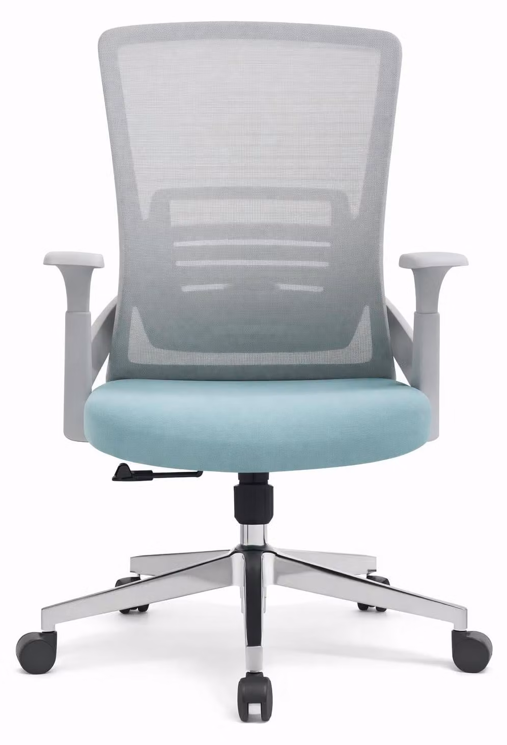 Sedia da ufficio ergonomica con schienale in rete e seduta color turchese