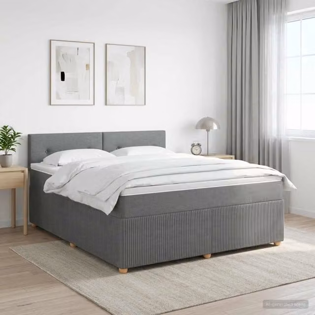 Letto box spring ibrido vidaXL con materasso a molle insacchettate Grigio, L 140 x P 190 cm – 1