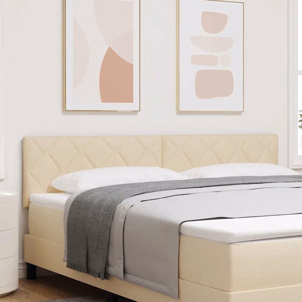 Testiera per letto vidaXL in tessuto beige con illuminazione LED e porta di ricarica USB, Larghezza: 180 cm