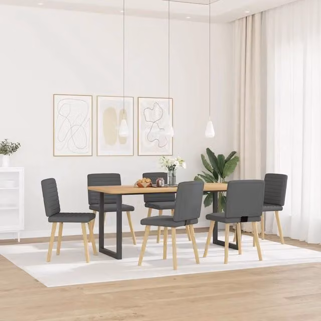 Sedie da Pranzo 6 pz | Sedie da cucina Grigio Scuro in Tessuto