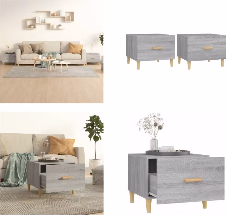 vidaXL Tavolini 2 pz. Grigio Sonoma 50x50x40 cm Materiale a base di legno - Tavolino - Tavoli da caffè - Tavolino - Tavolo da divano