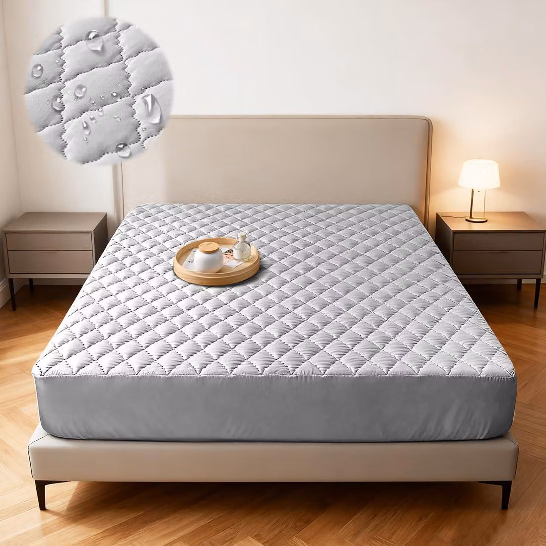 Coprimaterasso impermeabile, dimensioni 180x200 cm, lavabile, colore grigio