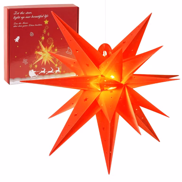 Fanale a LED per esterni, 58 cm, da appendere, rosso, effetto 3D, con timer, adatto per interni ed esterni