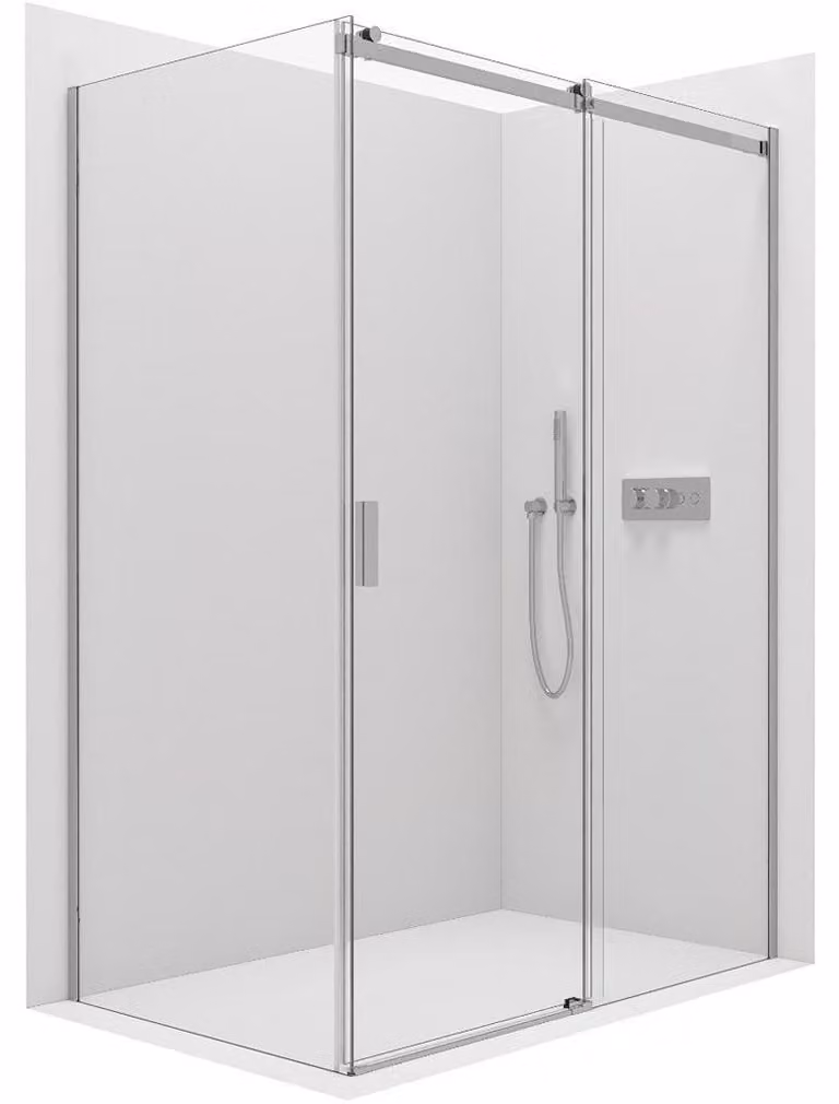 Cabina doccia Santoro L/P - 6 mm - cromata, vetro trasparente - 110x80x195 cm - scorrevole