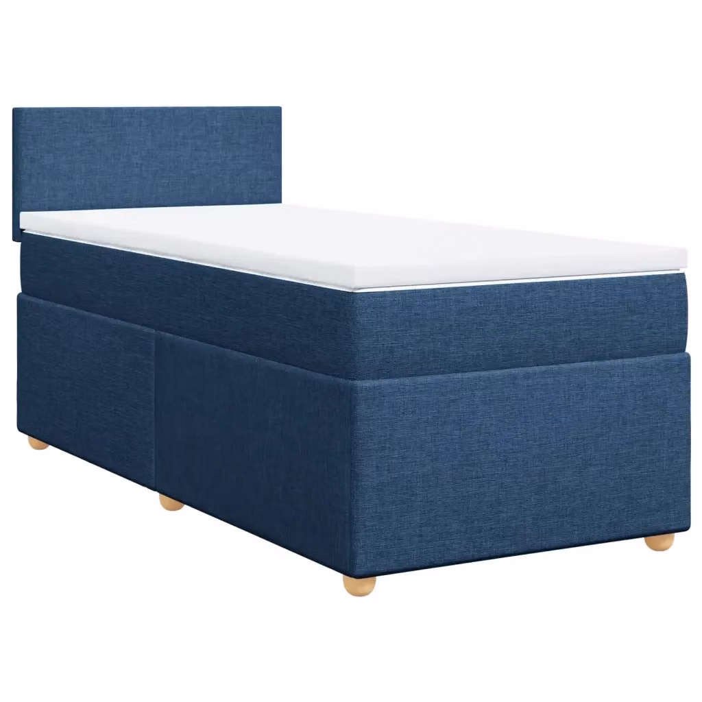 Letto Ibrido vidaXL con Giroletto a Molle e Materasso in Tessuto Blu e Bianco L/P: 90 x 200 cm – 2