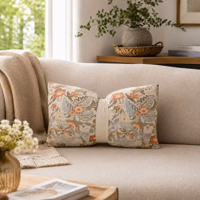 Cuscino rettangolare KASANOVA con motivo floreale corallo e multicolore, L: 50 cm, H: 33 cm