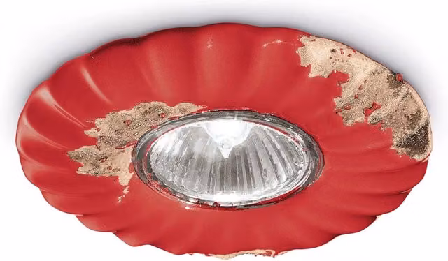 Spot Vintage Ferroluce in ceramica rossa con 1 luce GU10, diametro 12 cm
