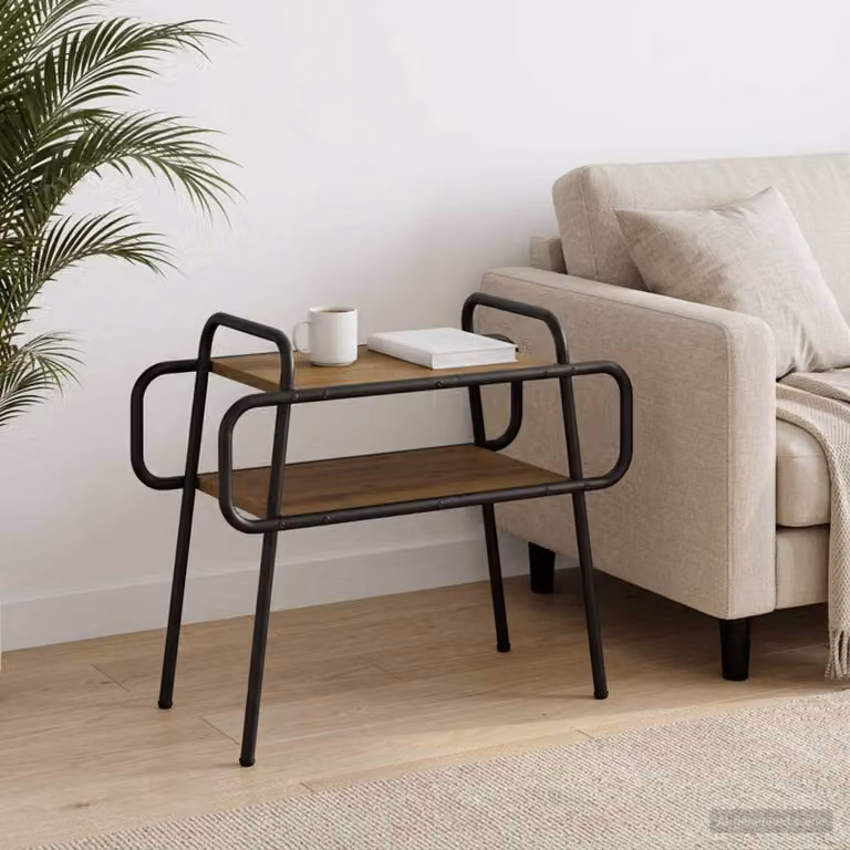 vidaXL Tavolino da salotto moderno in legno color rovere marrone L: 60 cm, P: 30 cm, H: 51 cm