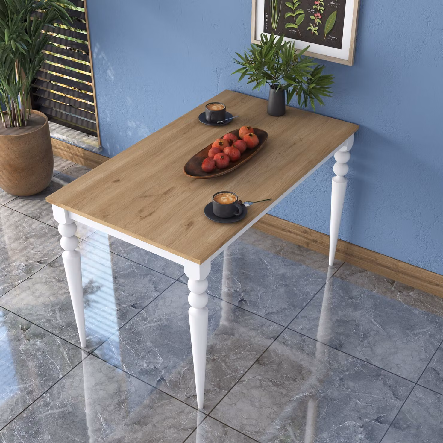 Skye Decor, JA104 - 2598, tavolo da pranzo, noce, pannello truciolare rivestito al 100% in melamina di classe E1, 120 x 70 x 73,8 cm