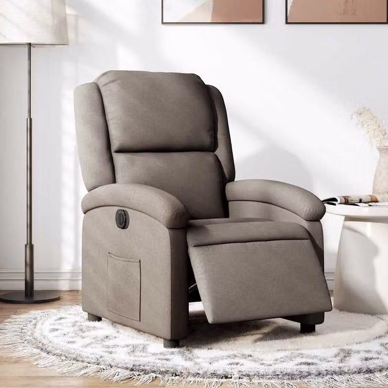vidaXL Poltrona Elettrica Reclinabile in Tessuto Beige e Grigio con Braccioli