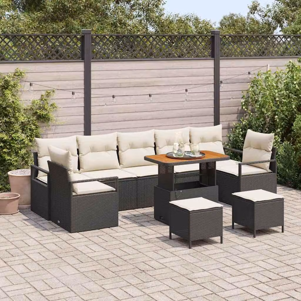 Maison Exclusive - Set da giardino composto da 10 pezzi, divano in rattan sintetico nero