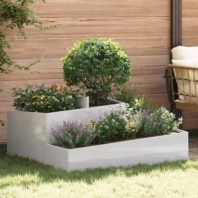 Vaso da giardino Argento 100 x 100 x 50 cm Acciaio Inox 873589
