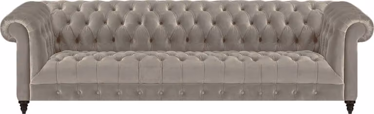Grau Möbel Polstermöbel Chesterfield Viersitzer Sofa Couch Wohnzimmer